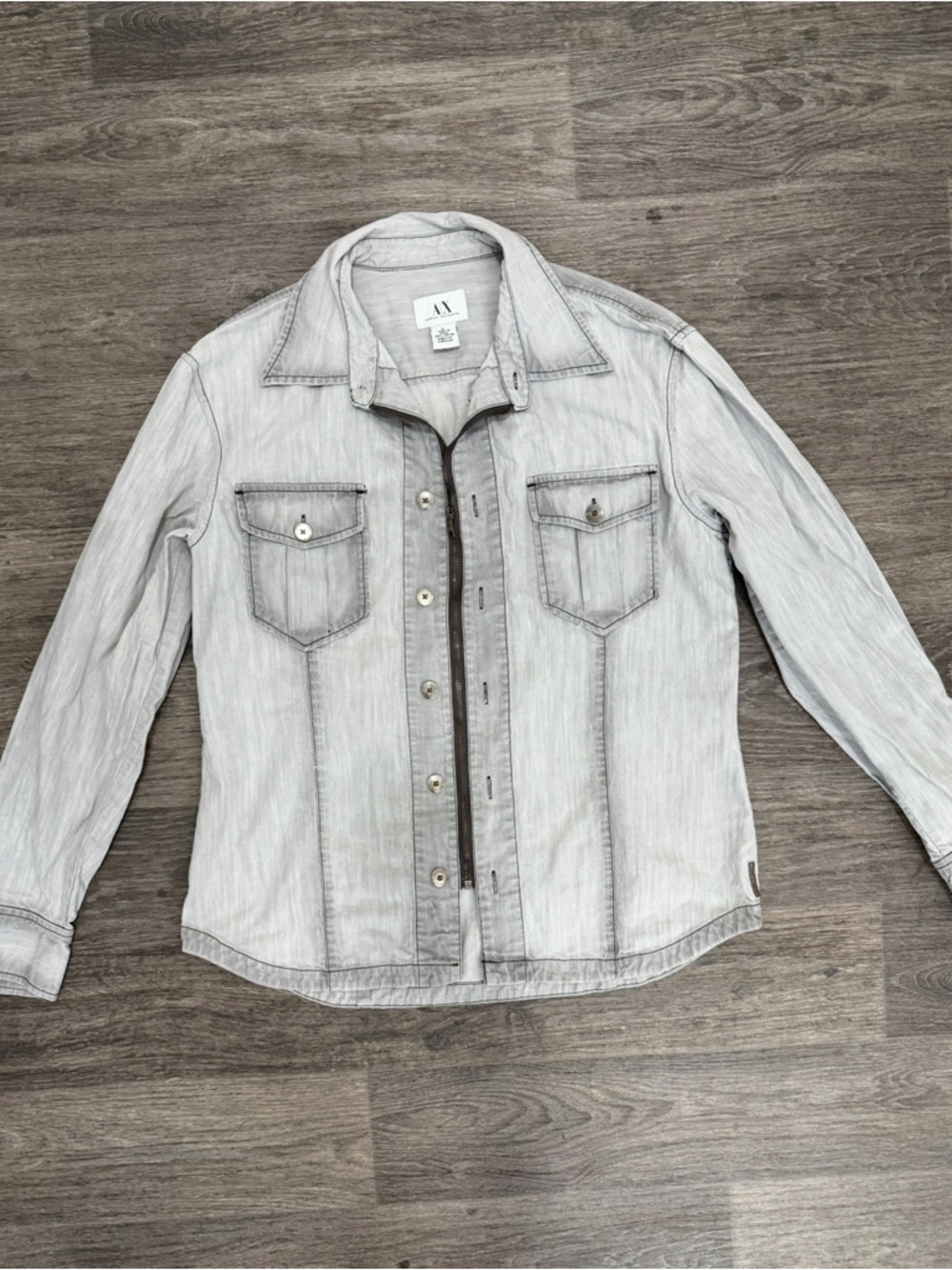 Men's Armani Exchange Light Gray Button-Up Shirt Jacket